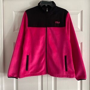 Fila Sport Bright Pink/Black Fleece Jacket - Size Large